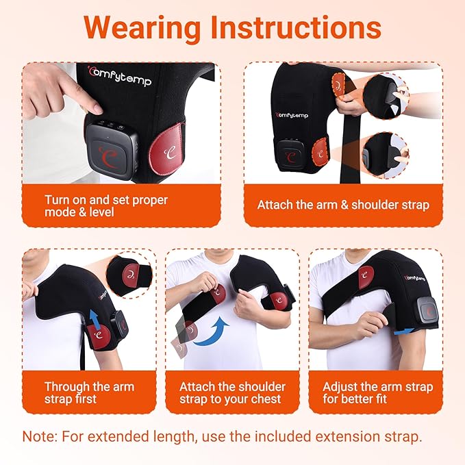 Comfytemp Cordless Red Light Therapy for Shoulder, 94 LEDs Wearable Near Infrared Light Wrap, 3D Portable Flexible Wrap with Timer, 660nm & 850nm (No Massage,One Size)