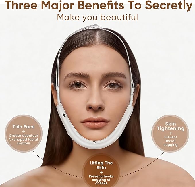 Electric Double Chin Device and V-Face Machine with 8 Modes and 15 Gear Adjustable Intensities - Intelligent Double Chin Machine for V-face