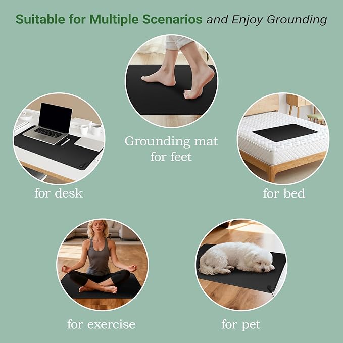 Grounding Mat Kit 35.4 x 23.6 Inches, Grounding Mat for Sleep, Energy, Pain Relief, Inflammation, Balance, Wellness.