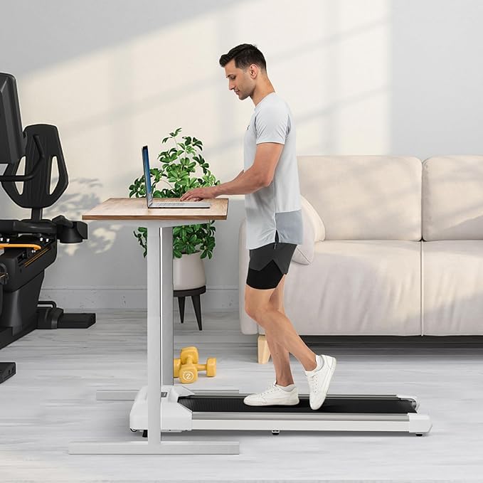 GYMAX Walking Pad, 2.25HP Under Desk Treadmill with LED Display, Remote Control & 7-Layer Belt, Compact Portable Jogging Running Machine for Home Office Small Space
