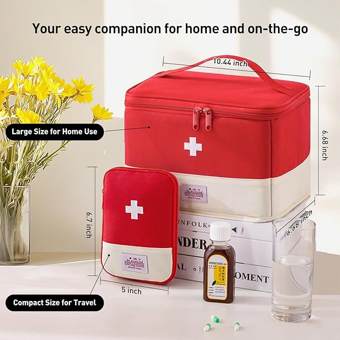 Medication Organizer Storage Bag,Large Capacity Portable Pill Bottle Organizer with Hand, Empty First Aid Kit for Home and Travel