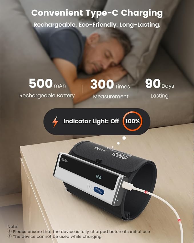 Wellue BP2A Smart Blood Pressure Monitor - Wireless Uppr Arm Cuff Bluetooth BP Machine with One Piece Design, Stores Historical Data and Connects Easily to The APP for iOS & Android
