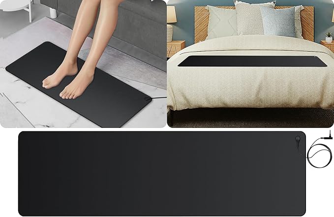 Urvoix Grounding Mat for Feet, 12" x 39" Earth Mat Grounding Pad for Sleep, Boost Energy & Wellness, Earth Therapy, Grounding at Home, Office, Work | Includes Conductive Test Pen