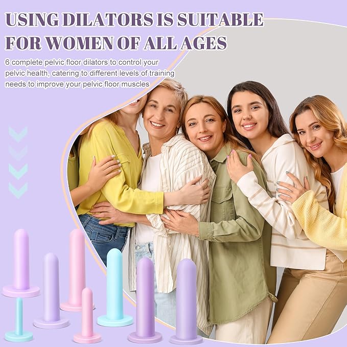 Geiserailie 8 Pcs Silicone Pelvic Floor Strengthening Device Fitness and Kegel Exerciser Set Muscle Trainer Exerciser Stretcher with Bag and Box for Women, 8 Different Sizes(Gentle Color)