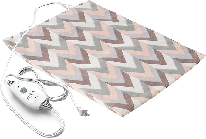 Pure Enrichment PureRelief Express Designer Series Electric Heating Pad - 12” x 15” Fast-Heating with 4 Heat Settings, Machine-Washable Fabric, & 2-Hour Auto Safety Shut-Off - Desert Herringbone