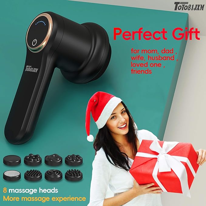 Handheld Cellulite Massager, Body Sculpting Machine, Lymphatic Drainage Device, Lipo Massage Roller for Stomach Belly Butt Arms Legs, Vibrating Massage Home Use Cordless & Mini (Black)