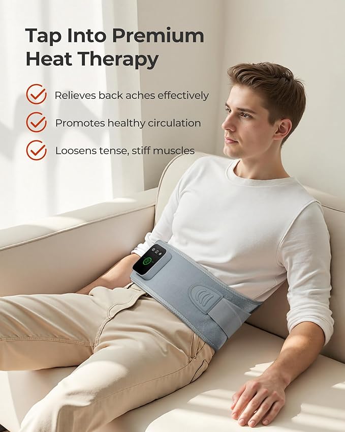 Cordless Heating Massage Pad Customizable Pain Relief with 3 Heat 3 Vibration 3 Timer Settings Wearable and Rechargeable for Back Menstrual Cramps Thoughtful Unisex Gift