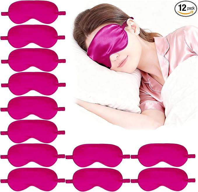 12PACK Silky Sleep Masks Satin Eye Mask Silk Eyes Cover for Sleeping Blackout Eyeshades Soft Blindfold Travel Nap Gifts