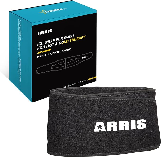Gel Ice Pack for Back, ARRIS Back Ice Wrap with Support Belt for Pain Relief, Flexible Hot Cold Therapy Back Brace for Waist, Lower Lumbar, Injuries, Sciatic Nerve…