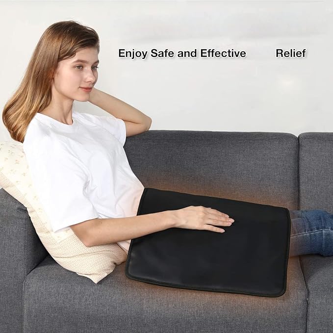 Far Infrared Heating Pad with Natural Jade and Tourmaline Stones - EMF-Free FIR Heat Mat for Back, Shoulder Comfort - Smart Memory Controller, Auto Shut-Off, Travel Bag (26" x 16.5") 2025Upgraded