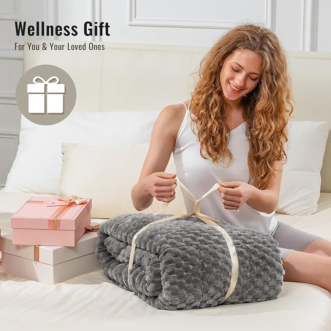 Uttermara Fleece Weighted Blanket for Adults Queen Size 20lbs, Soft Sherpa Weighted Blankets for Sleeping and Calming, Fuzzy Heavy Blanket for Bed and Couch, 60 x 80 Inches, Grey