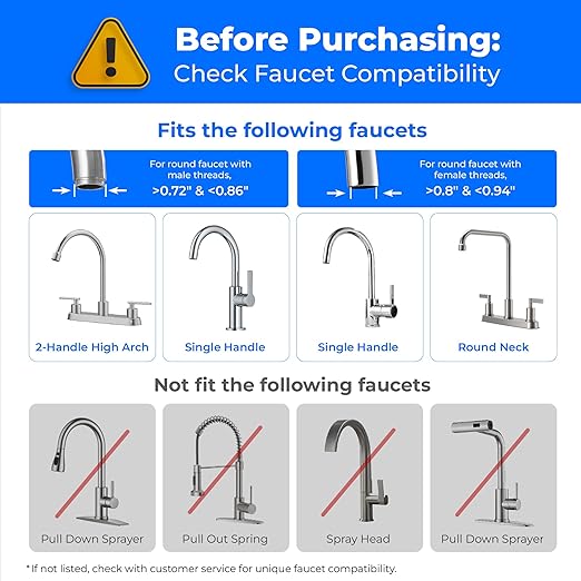 Waterdrop Water Filter for Sink Faucet, NSF Certified Water Purifier, 320 Gallon Tap Water Filter for Kitchen Sink, Reduces Chlorine, Lead-Free Material, Faucet Mount Water Filtration System 4 Filters