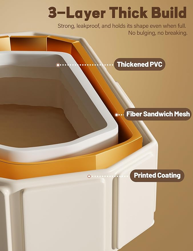 Portable Bathtub Collapsible Bath Tub - Non-Slip Base Cat Dog Bathtubs Wash Shower Basin (White)
