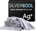 Silver Infused Bed Sheets, 10% Silver 20% Silk Cooling Sheets, Natural & Anti-Odor, Hypoallergenic Bedding for Hot Sleepers & Sensitive Skin - Queen Set