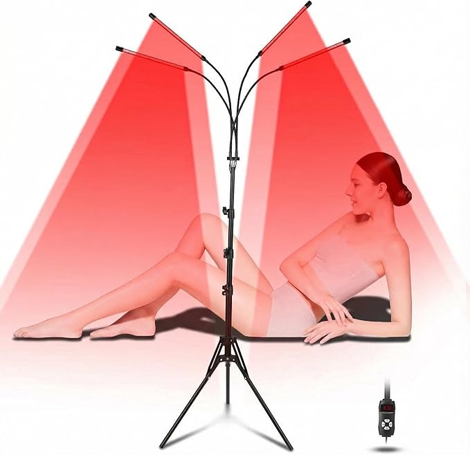 Red Light Therapy Lamp for Face and Body, Portable Red Infrared Light Therapy Device with Stand, 120 LEDs (660nm Red + 850nm Infrared), Adjustable Tripod, Home Use for Skin Care, Muscle Relief, Anti-A
