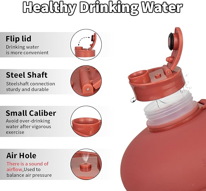 TOOFEEL1 Gallon Water Bottle,Leakproof,Bpa Free,Dishwasher Safe,128 oz Large Water Jug wiht Handle,Travel & Camping & Sports & Gym Water Bottle For Men and Women - Dawn