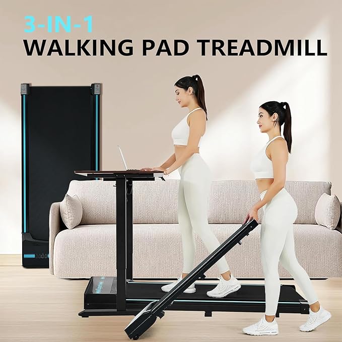 Ksports Walking Pad & Folding Treadmill – 2.5HP, Sit-Ups Mat, Bluetooth App, Portable Wheels | Incline, Desk, Dual Displays, 308 lbs & 265lbs Capacity