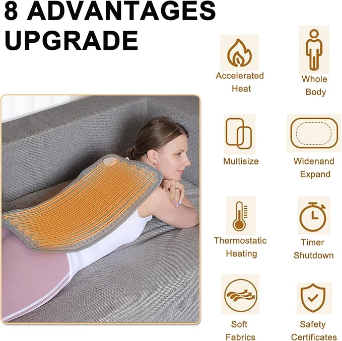 Electric Heating pad,25 x12 Portable Heating Pad for Period Cramps Back Neck Shoulders Pain Relief, 10 Heat Setting Auto Shut Off Moist Dry Heat Pad Birthday Gift for Women Men Black Froday Day Gift