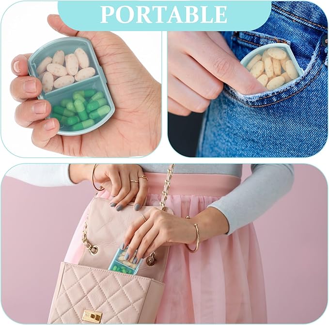 Sibba Pill Organizer 2 PCS Medicine Case Box Medication Holder Kit Daily Supplement Storage Container Portable for Pocket Pillbox Cases Bottle Compact Vitamin Dispenser 7 Day Holders Travel