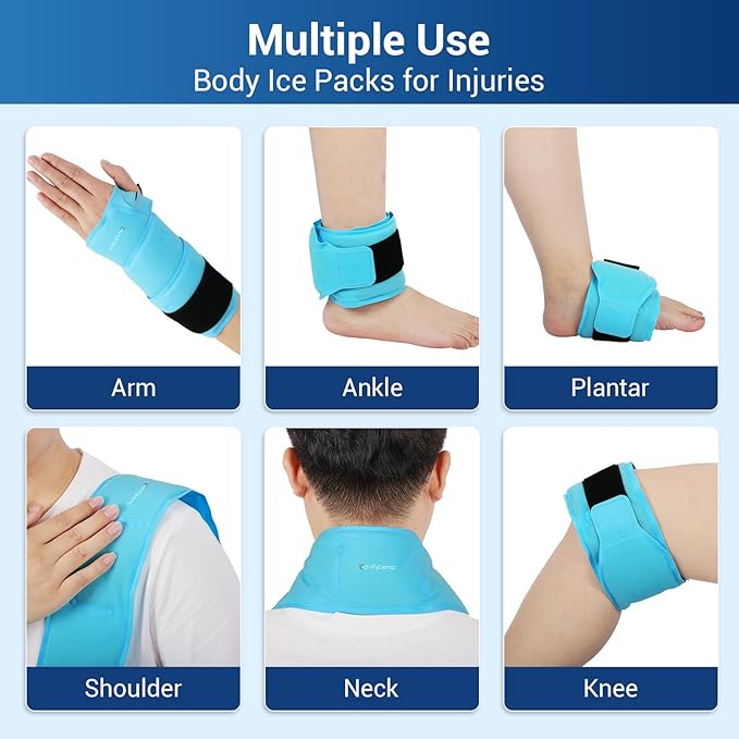 Comfytemp 24.5" Extra Long Wrist Ice Pack Wrap for Carpal Tunnel Relief, Reusable Gel Wrist Brace Hot Cold Compress for Hand Forearm Pain, Injuries, Arthritis, 2 Packs
