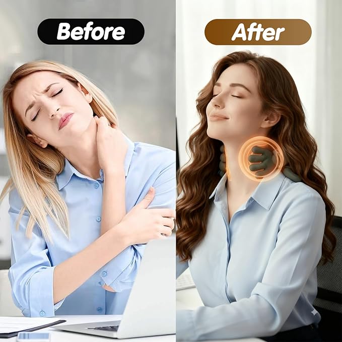Siasoo Neck Massager With Heat-Wireless Portable Shiatsu Neck and Shoulder Deep Tissue 4D Kneading Back Massage With Fingers,Simulated Human Hand Design for Muscle Relax Massager Easter Gift for Mom