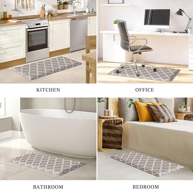 WISELIFE Kitchen Runner Rugs Anti-Fatigue mats - 4/5 Inch Non Slip Waterproof Ergonomic Comfort Mat for Kitchen, Floor Home, Office, Sink, Laundry (17.3"x 39",Khaki)