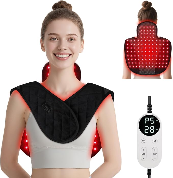 Cholas Red Light Therapy for Body, 3-in-1 Near Infrared Red Light Therapy for Shoulder Back Neck, 660nm and 850nm Wearable Red Light Pad with 3 Light Modes, for Office Home Use,Gift for Men Women