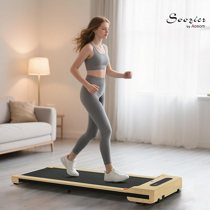 Soozier Walking Pad, 2.5HP Under Desk Treadmill with Remote Control, Transport Wheels and LED Display, Quiet Walking Jogging Machine for Home Gym Office, 264 lbs Capacity, Installation-Free