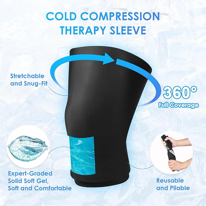 Comfitech Knee Ice Sleeve for Cooling Application, Flexible Cold Gel Pack Reusable, Medium, Two Packs