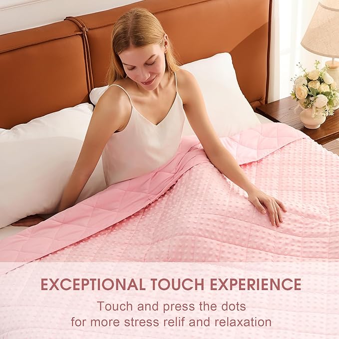 Pink Weighted Blanket for Adults 12lbs, 48"x72", Twin Full Size Breathable Cooling Minky Heavy Throw Blanket for 110-130lbs, Soft Winter Thick Big Blankets Weighted Comforter Gift for Sleeping
