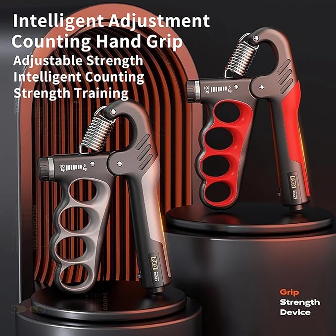 Grip Strength Trainer, Hand Grip Strengthener with Adjustable Resistance 11-220Lbs(5-100KG), Automatic Counter, Ergonomic Design, Forearm Strengthener for Musicians Athletes and Injury Recovery