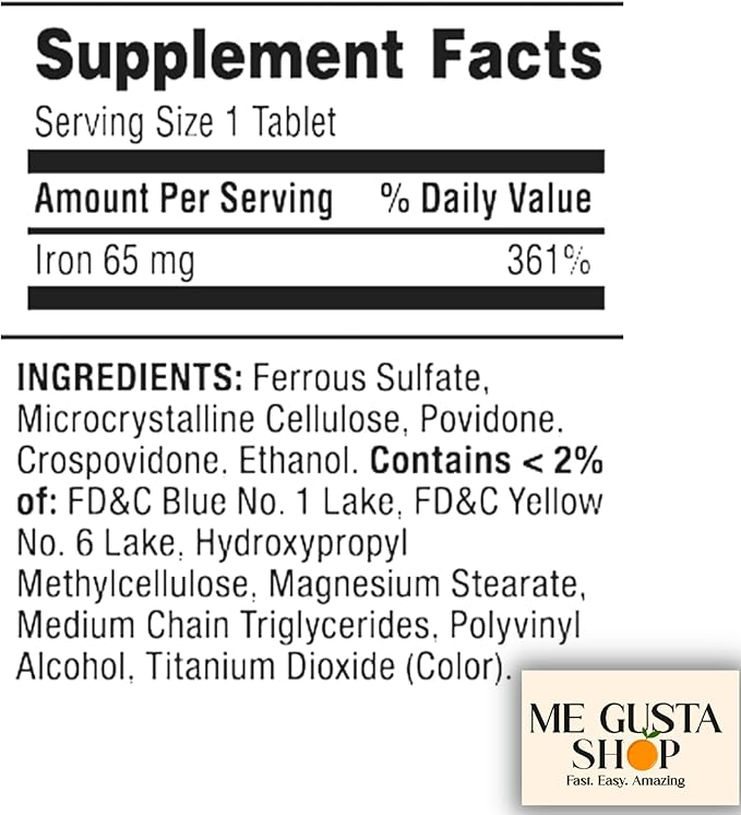 Spring Valley Iron Tablets Dietary Supplement Value Size, 65 mg 200 Count Pack of 3 Total 600 Includes Pill Organizer