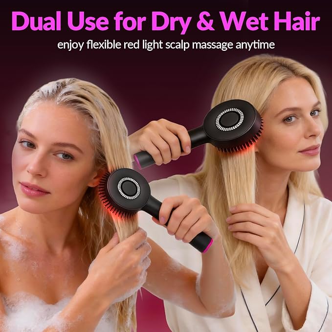 Electric Scalp Massager Red Light-scalp massager with red light therapy with 850nm,smart scalp massager with red light dual use for dry&wet hair,supports hair serum application,3 Modes selection,gift