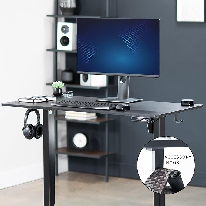 VIVO Electric 44 x 24 in Standing Desk, Memory Height Adjustment, Black Top Black Frame, DESK-E144B