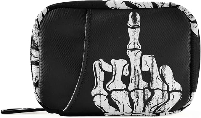 Hand Skull Pill Box 7 Day Pill Case Travel Pill Organizer Bag with Zipper Portable Weekly Case Compact Size for Vitamin Supplement Holder