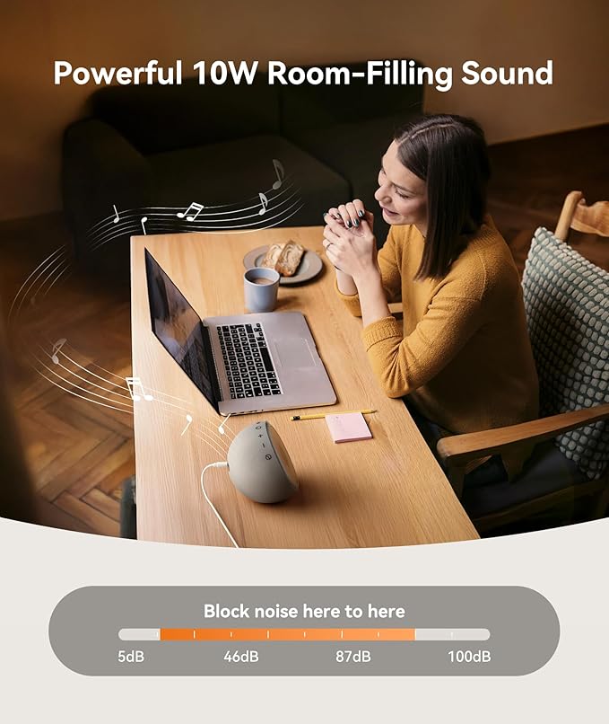 Dreamegg White Noise Machine for Adults - 10W Powerful Sound Machine with 29 Soothing Sounds, Noise Masking for Snoring, Traffic & Office Privacy, Ideal for Home, Travel & Deep Sleep