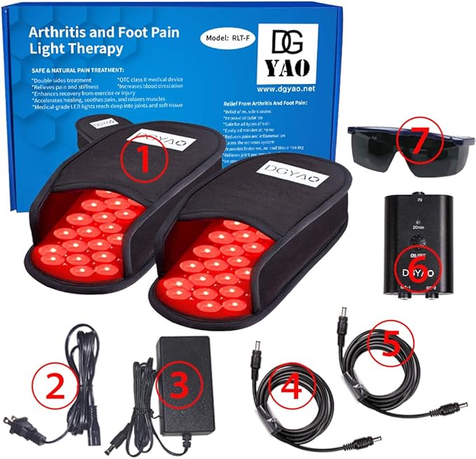 DGXINJUN Red & Infrared Light Therapy Devices LED Pad Foot Pain Relief Slipper for Feet Toes Instep (Two Pads Set）