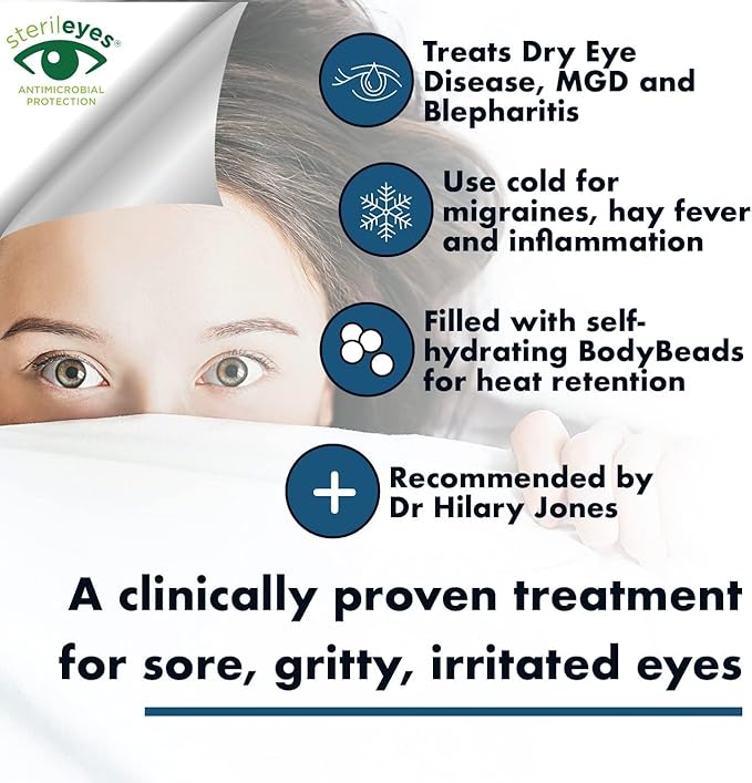 The Eye Doctor Premium Treatment Bundle - Reusable Hot Cold Eye Compress & 20x Single Use Tea Tree Eyelid Wipes for Dry Eye, Blepharitis & MGD - Microwave Safe Mask