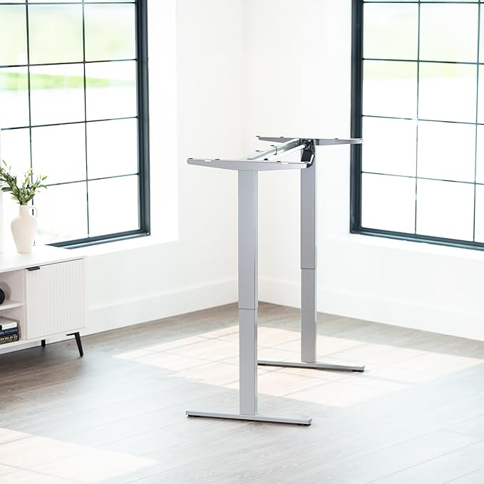 VIVO Electric Stand Up Desk Frame Workstation, Frame Only with 220 lbs Capacity, Brushless Motor Standing Height Adjustable Legs with Memory Controller, Gray, DESK-V100EGY