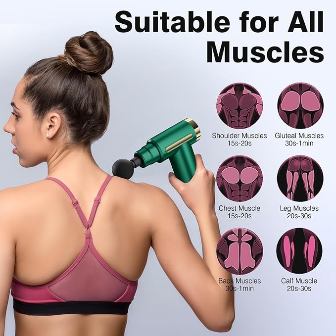 cotsoco Massage Gun Deep Tissue for Pain Relief with 4 Massage Heads & 6 Speeds, Electric Mini Handheld Body Massager for Any Pain Relief, Best Gifts for Men and Mom