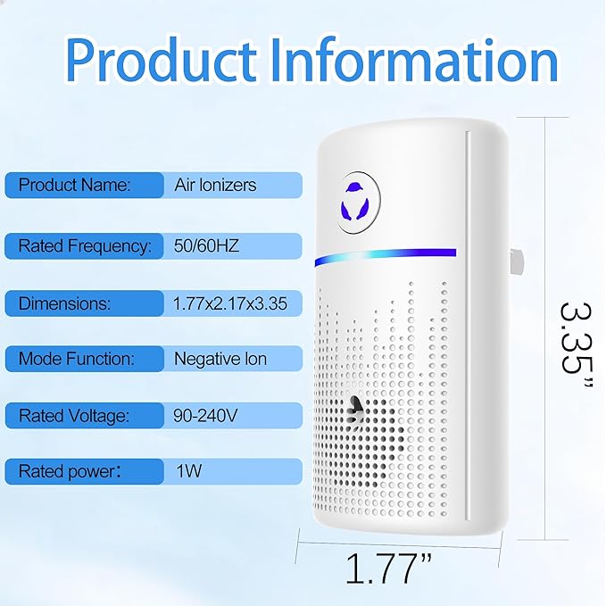Air Ionizers for Home 4Pack,2026 Upgraded Plug-in Air Purifier with Negative Ion Technology, Odor Eliminator for Pet, Smoke, Dust-Quiet Portable Air Freshener for Bedroom, Office, Kitchen, Litter Box