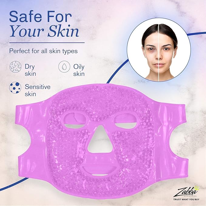 Eye Mask Get Rid of Puffy Eyes Migraine Relief, Sleeping, Travel Therapeutic Hot Cold Compress Pack with Cover Gel Beads, Spa Therapy Wrap for Sinus (Purple#)