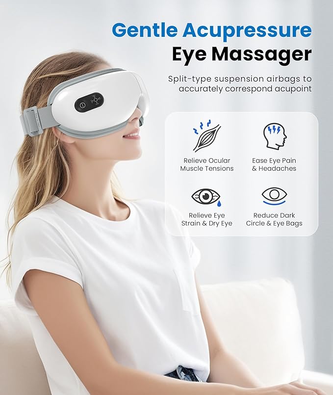 VANI Eyeliber 2 Plus Eye Massager with Remote, Valentines Day Gifts for Him Her Birthday Gifts for Men Women, Headache Massager for Migraines, Heated Eye Mask for Reducing Eye Strain and Dry Eyes
