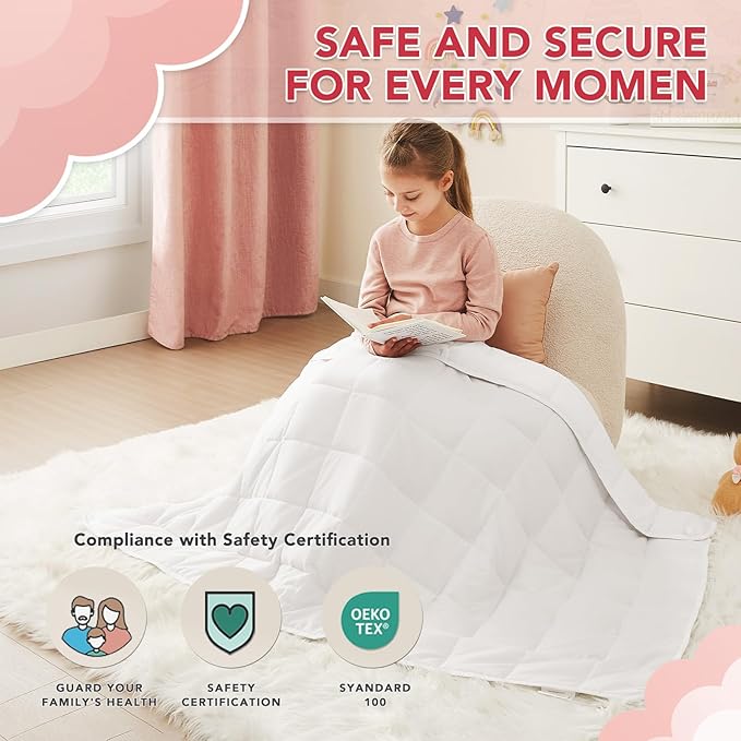 CuteKing Weighted Blanket - Weighted Blanket with Premium Glass Beads - Breathable Heavy Blanket for Comfortable Rest - Thick Blanket All Season (5lbs, 36"x48", White)