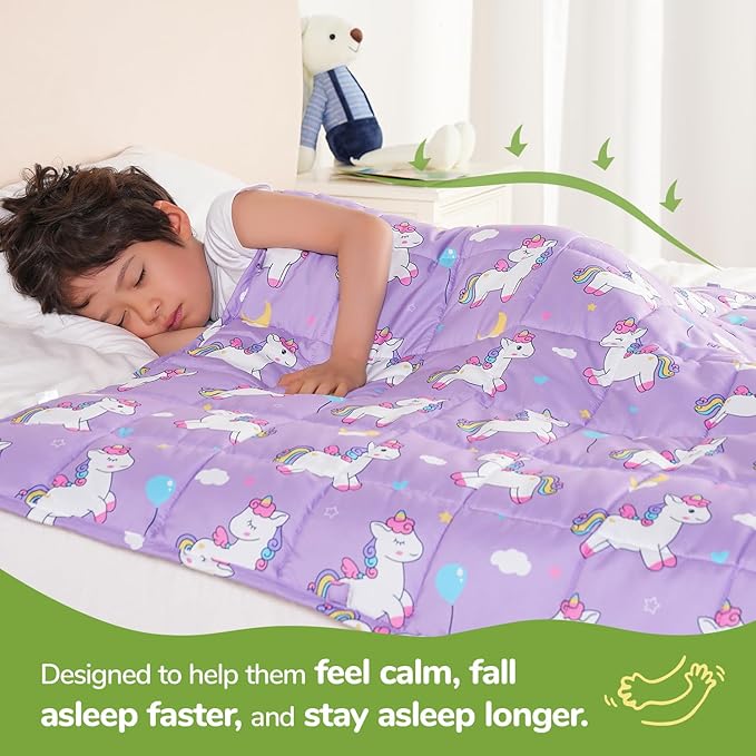 Sivio Weighted Blanket 7lbs, Cooling Weighted Blanket, Breathable Heavy Blankets for Sleeping, Washable Small Weighted Throw Blanket, 41"x60", Purple Pony Pauly