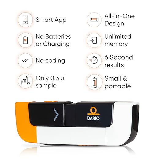 DARIO Smart Glucose Monitor Kit | USB-C Port (Compatible with Android devices only) | Test Blood Sugar Levels & Manage Diabetes, Testing Kit Includes: Glucometer with 25 Strips, 10 Sterile lancets