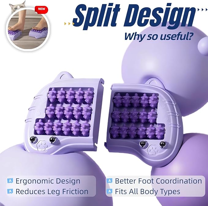Foot Roller Massager for Plantar Fasciitis Relief, Large Size, Eases Foot Pain & Cold Feet, Enhances Circulation, Portable, Split into Two, Full-Body Washable (Blue)