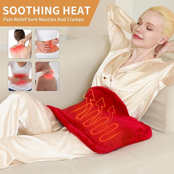 Heating Pad for Neck and Shoulders and Back,Weighted Neck Heating Pads for Back Pain Relief, Shoulder Heating Pad with 4 Heat Settings, Auto-Off, Christmas Gifts for Women Men Mom Dad,19'' x 22'', Red