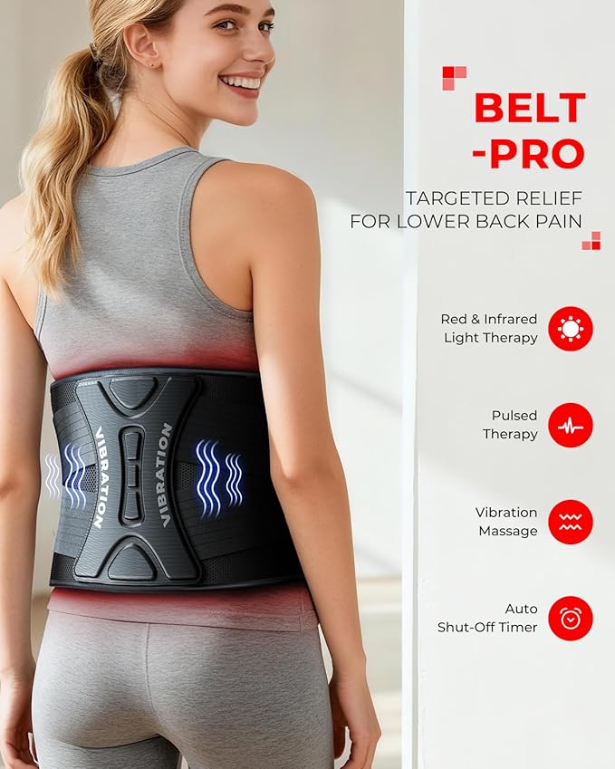 LTW Red Light Therapy Belt, 210 LEDs Infrared Red Light Therapy for Body, 660nm & 850nm Near Infrared Wrap with Vibration for Back Pain Relief, Waist, Belly, Shoulder