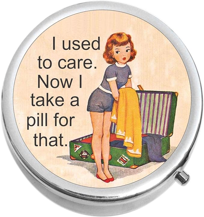 I Used to Care Medicine Vitamin Compact Pill Box